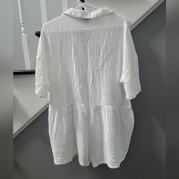 PRINCESS POLLY Alani Romper WHITE Gauze Pockets Cotton Boho Button Size 10 - Picture 4 of 5